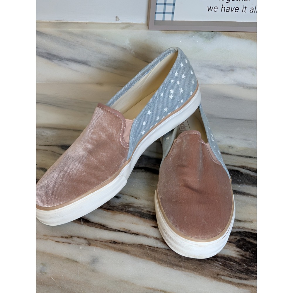 Double Decker Velvet Star Slip On Sneakers Rose Blue Womens 10 Celestial